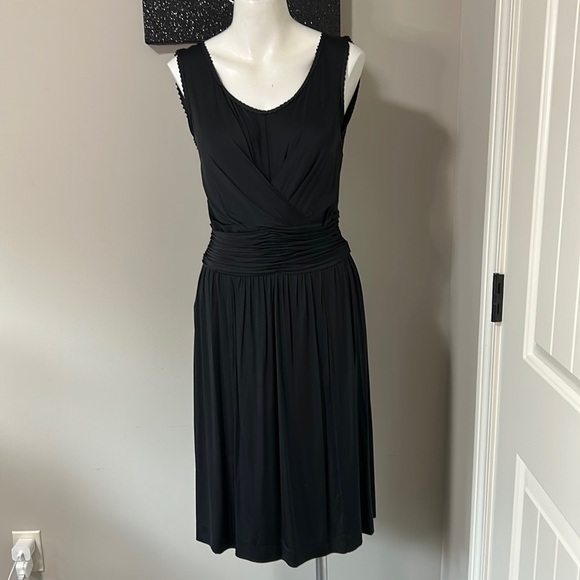 FENDI Authentic Black Knee Length Draped Ruched Dress Cocktail Black Tie Sz 42 - Picture 2 of 16